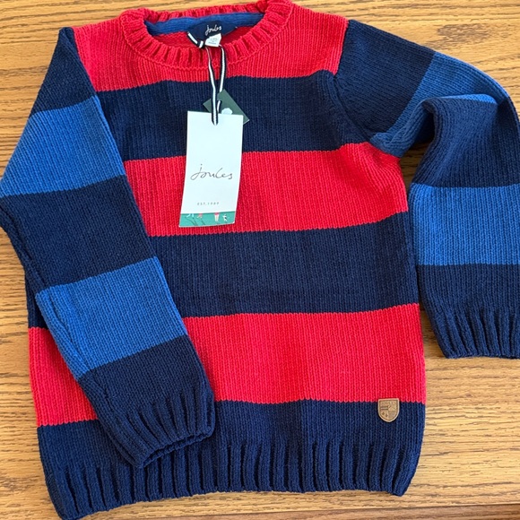 Joules NWT Boys 6T Striped Crewneck Sweater - Navy and Red - Picture 1 of 5